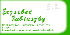 erzsebet kubinszky business card